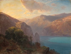 Vicino a Seelisberg: veduta del Lago di Lucerna visto da Seelisberg, Svizzera, 1862 da Alexandre Calame