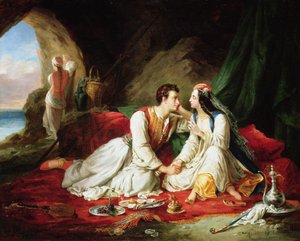 Byron come Don Giovanni, con Haidee, 1831 da Alexandre Colin