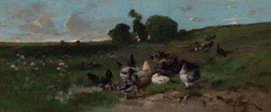 Paesaggio animato di galline da Alexandre Defaux