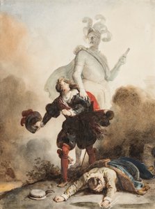 Don Giovanni e Leporello incontrano la statua del Commendatore al cimitero da Alexandre Evariste Fragonard