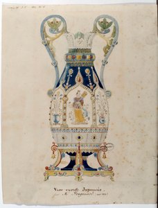 Caraffa giapponese. Acquerello di Alexandre Evariste Fragonard (1780-1850) 1832 Sèvres. Manifattura di porcellana