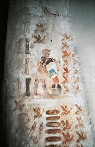 Pittura murale che raffigura una scena di apicoltura, su pilastro del cortile ipetro, dalla Tomba di Pabasa, Asasif da Nicolas Toussaint Charlet
