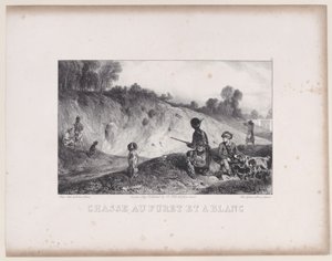 Caccia a un furetto con Blanks, dalla serie Scene di caccia, 1829 da Alexandre Gabriel Decamps