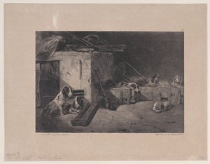 Interno del canile, dalla serie Scene di caccia, 1829 da Alexandre Gabriel Decamps