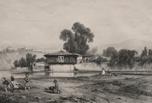 Padiglione al bordo di un fiume da Alexandre Gabriel Decamps