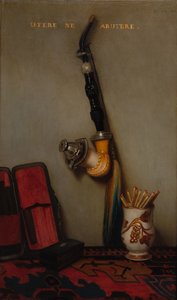 Natura morta con pipa e fiammiferi e Natura morta con aringa, pane e formaggio, 1858 da Alexandre Gabriel Decamps