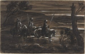 Tre Cavalieri Arabi che Attraversano un Fiume da Alexandre Gabriel Decamps