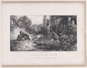 Caccia al Lupo: Animale Ferito Attaccato dai Cani, dalla serie Scene di Caccia, 1829 da Alexandre Gabriel Decamps