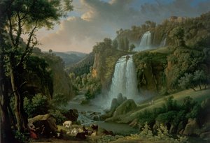 La cascata a Tivoli con il Tempio di Sibilla da Alexandre Hyacinthe Dunouy
