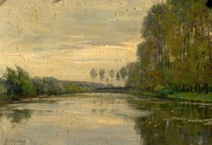 Scena fluviale, la Bassa Loira, Francia da Alexandre Jacques Chantron