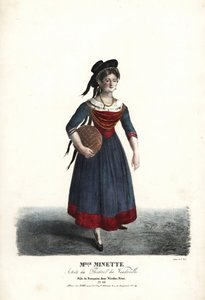 Attrice Mademoiselle Minette o Jeanne-Marie-Francoise Menestrier come Francoise in Nicolas Remi di Sewrin, Theatre du Vaudeville da Alexandre Marie Colin