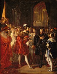 Carlo V (1500-58) ricevuto da Francesco I (1494-1547) al Louvre, c.1843 da Alexandre Marie Colin