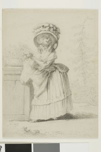 Una giovane donna elegante in un giardino da Alexandre Moitte