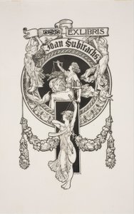 Ex libris di Joan Subirachs da Alexandre de Riquer