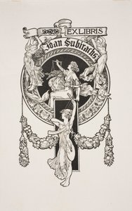 Ex libris di Joan Subirachs da Alexandre de Riquer