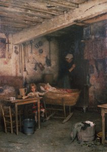 Bambini in un Interno di Cottage da Alexei Alexevich Harlamoff
