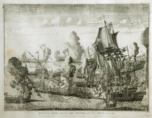 La battaglia navale di Gangut del 27 luglio 1714, 1715 da Alexei Fyodorovich Zubov