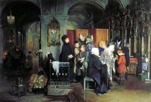 Prima della confessione, 1877 da Alexei Ivanovich Korzukhin