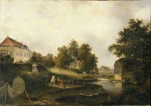 Veduta della tenuta di campagna Modest Rezvois Marienhof vicino a Pietroburgo, 1846 da Alexei Yakovlevich Voloskov
