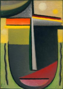 Testa astratta: Visione interiore verde - oro da Alexej von Jawlensky