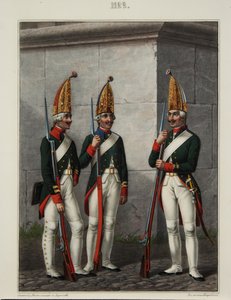 Granatieri del reggimento Preobrazhensky, Semenovsky e Izmailovsky nel 1796-1797, 1840s da Alexey Gavrilovich Petrovsky