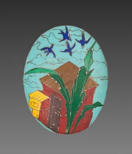 Set di quattro medaglioni (oro e smalto cloisonné)