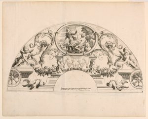 Foglie di ventaglio, terza e quarta tavola del set, "Divers Desseins de grands Eventails, Encrans, et autres Ornamens, inventati e incisi da Nicolas Loire" da Alexis Loir