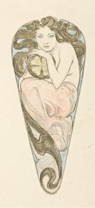 Progetto di miniatura per pendente di una grande spilla da corsetto, c. 1900 da Alfons Marie Mucha