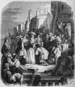 Mademoiselle de Montpensier entrò a Orléans durante la Fronda il 27 marzo 1652. Incisione dal dipinto di Alfred Johannot da Alfred (after) Johannot