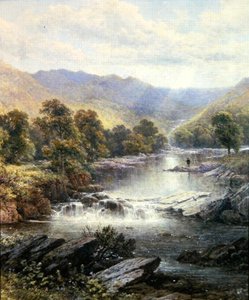 Un pescatore in una valle fluviale da Alfred Augustus (after) Glendening
