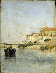 Il villaggio di pescatori. Dipinto di Alfred Casile (1848-1909). Limoux, Museo Petiet da Alfred Casile