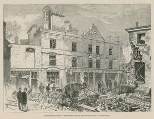 Gli attentati dinamitardi a Westminster; Vista generale dei danni a Scotland Yard da Alfred Chantrey Corbould