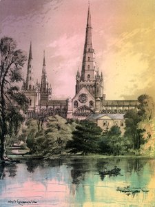 Cattedrale di Lichfield, Staffordshire, c1870 da Alfred Concanen