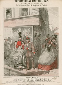 Partitura musicale per The Saturday Half Holiday, parole e musica di Joseph R W Harding
