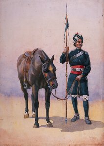 Soldato del 19° Lancieri (Cavallo di Fane) Punjabi Musalman, illustrazione per 