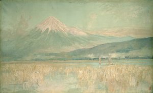 Alba sulla montagna sacra, il sole del Fuji mezzo nascosto tra le nuvole, 1889