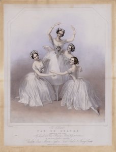 Il celebre Pas De Quatre composto da Jules Perrot, come danzato al Teatro di Sua Maestà da Alfred Edward (after) Chalon