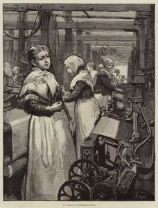 Al lavoro in una fabbrica di lana da Alfred Edward Emslie