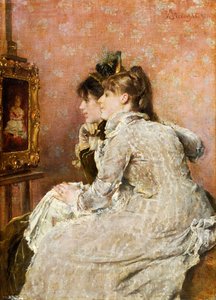 Ammirando il ritratto, 1879 da Alfred Emile Stevens