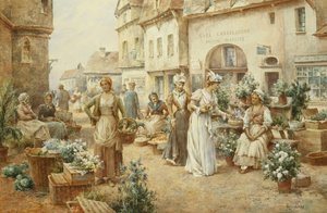Un Mercato dei Fiori, Francia, 1900
