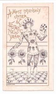 Cartolina di Capodanno vittoriana di un artista estetico da Alfred Gray
