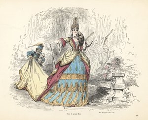 Costume di una nobildonna sotto il regno di Luigi XIV di Francia da Alfred Grevin