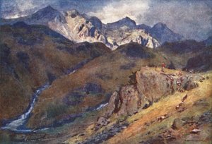 Distretto dei Laghi: Caccia alla volpe, Testa di Eskdale e Scawfell da Alfred Heaton Cooper