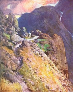 Distretto dei Laghi: Avvicinandosi alla cima del Passo di Styhead, Wastdale da Alfred Heaton Cooper