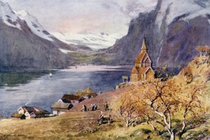 Chiesa di Urnes, Lyster, Sognefjord da Alfred Heaton Cooper