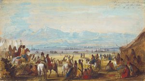 Accampamento sul fiume Verde alla base delle Montagne Rocciose, c.1837 da Alfred Jacob Miller