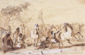 Sera, Picchettando i Cavalli, c.1837 da Alfred Jacob Miller