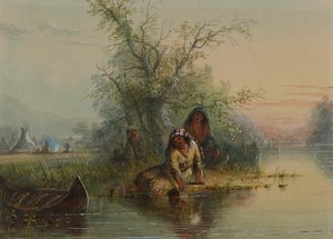 Accampamento indiano sul fiume Eau Sucre da Alfred Jacob Miller