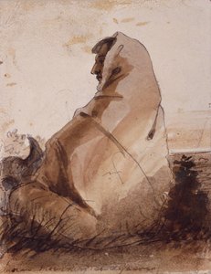 Indiano che piange su una tomba, segnata da un teschio di bufalo, c.1837 da Alfred Jacob Miller