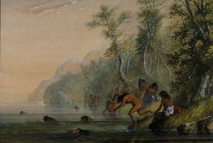 Donne indiane: nuoto da Alfred Jacob Miller